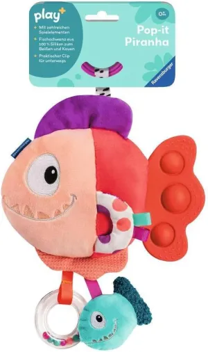 Ravensburger Play  4871 Pop-it Piranha Soft Toy with Many Play Effects for Babies from 0 Months (Red)