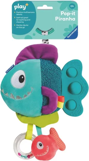 Ravensburger Play  Pop-It Piranha - Blue | Crinkle, Rattle & Teether Toy | Engages Sensory & Fine Motor Skills
