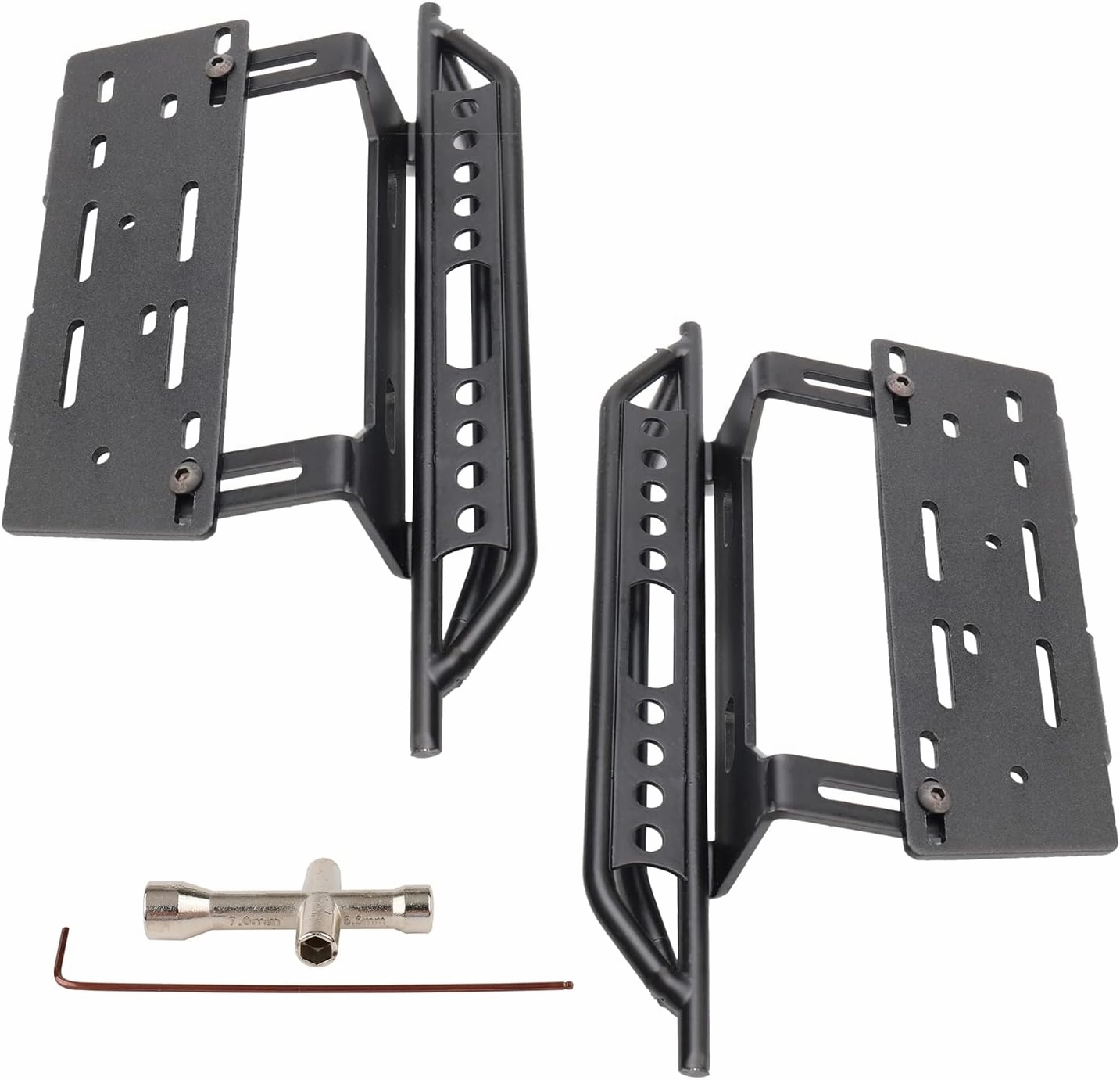 RC Side Pedal 2-Pack 1:10 RC Crawler Step Pedals Heavy Duty Metal Side Board for Axial SCX10 SCX10 II 90046, Black