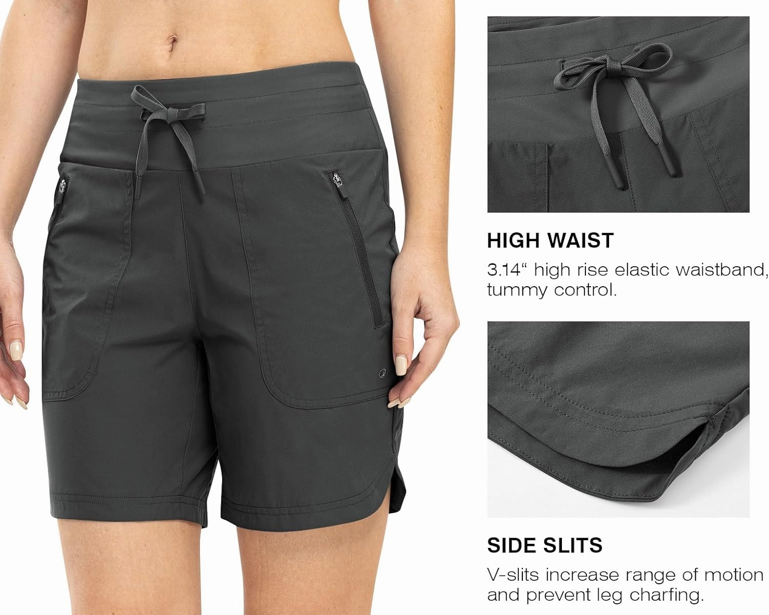 Rdruko Women's Swim Board Shorts with Liner 7" High Waisted UPF 50  Beach Trunks Shorts