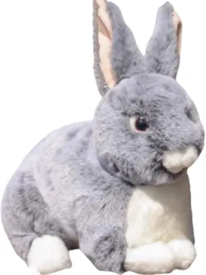 Realistic Gray Bunny Rabbit Stuffed Animal, Large Bunny 10" Easter Plush Toy Gifts for Girls Boys Kids