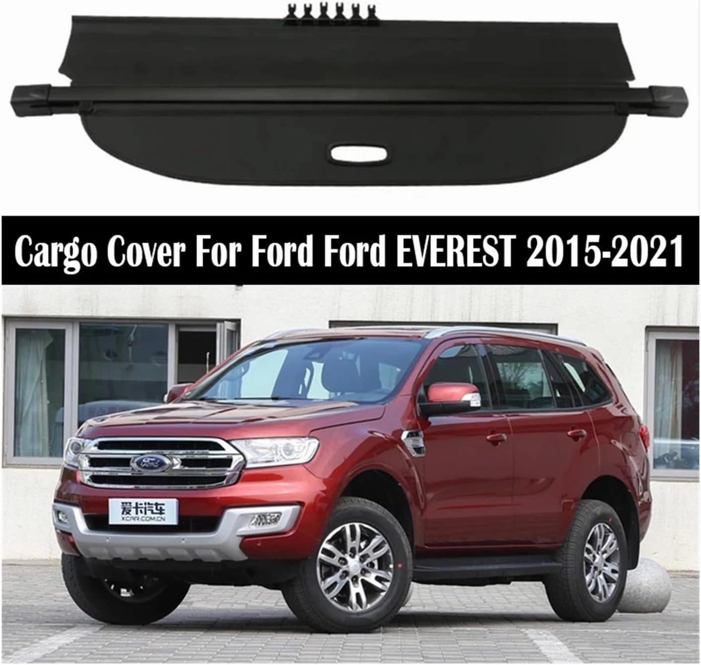 Rear Trunk Cargo Cover Compatible with Everest 2015-2021 Shield Shade Curtain Partition Board Privacy Blinds Security Accessories(Beige)