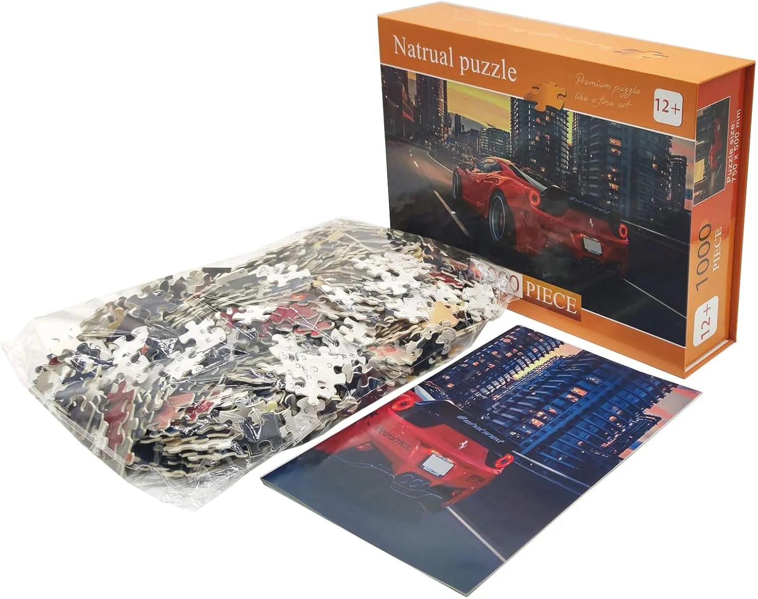 Red Sport Car 1000 Pieces Puzzles for Adults Landscape Jigsaw Puzzle Artwork Style Gifts DIY Mural Painting Entertainment Intellective Educational Toy Ideas for Relaxation Meditation Hobby
