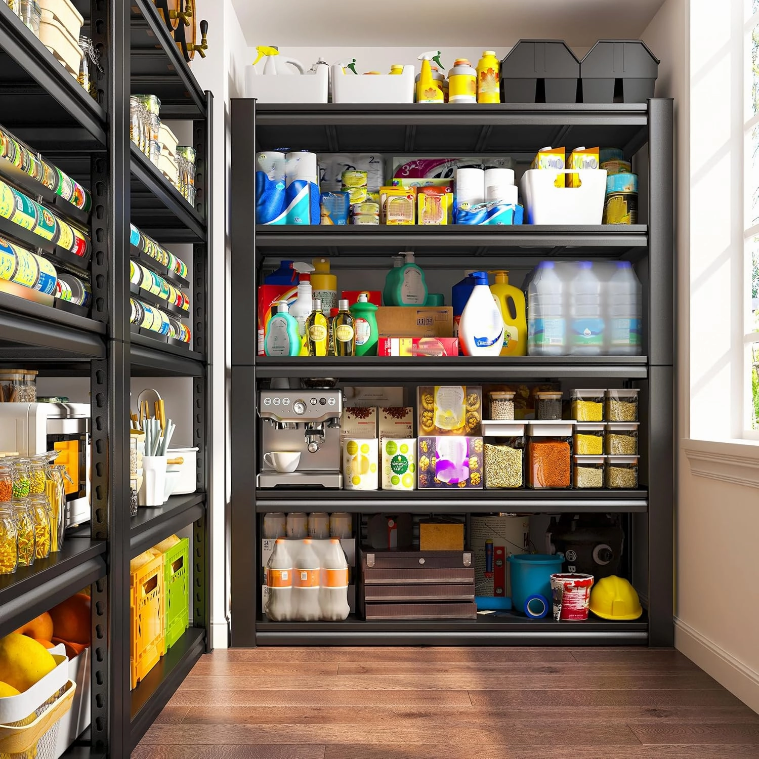 REIBII 40" W Garage Shelving, Heavy Duty Storage Shelves Load 2500LBS, 5-Tier Adjustable Metal Shelving, Garage Shelves for Warehouse, Pantry, Basement, 72" H x 40" W x 18" D