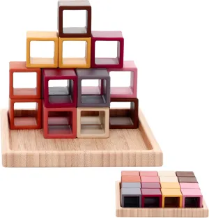 ReLIVE Busy Blocks Set - 16 Piece - Building Blocks for Babies & Toddlers - BPA Free Soft Silicone - Easy to Clean - Baby Teether Toy - Educational Sorting & Stacking Montessori Toy