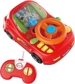 Remote Control Car, 2 in 1 Musical Adventure Toy with Steering Wheel Toy with Music, Interactive Simulation Driving Simulated Driving Racing Car Game for Toddler Aged 1-3