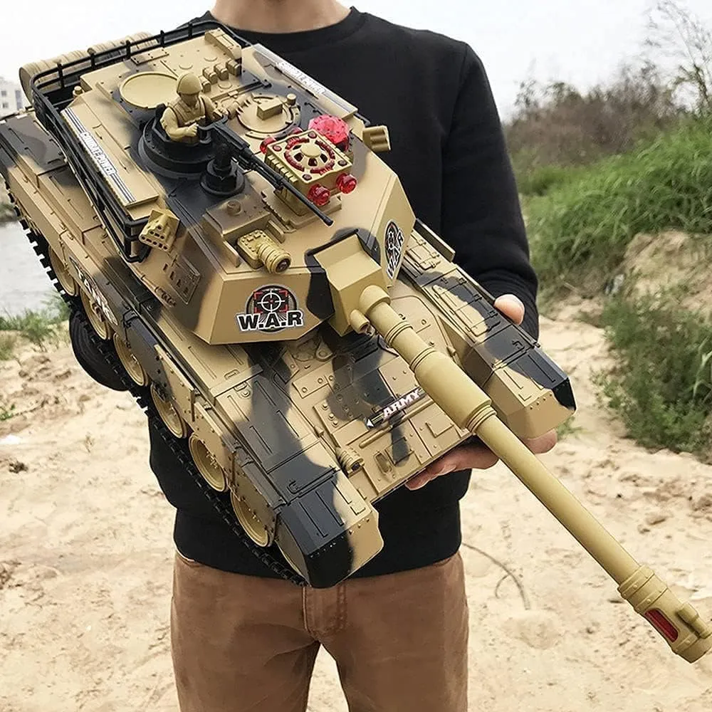 Remote Control Tank- Kids Simulated Large 2.4GHz RC Tanks Armored Car, Sound & LED Lights,Rotating Turret & Sound, RC Army Tank Toy Great Gift for Boys Children