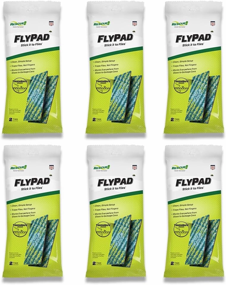 RESCUE! FlyPad – Sticky Fly Traps for Indoor & Outdoor Use - 6 Pack (12 Traps)