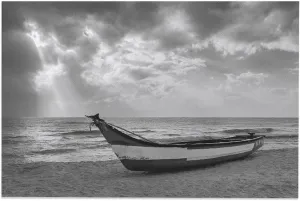 Retro Adult Puzzle 500 Pieces Black White Village Fishing Boat Colorful Home Decoration New Upgraded Gifts