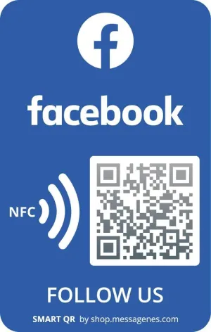 Reusable Followers and Likes Tap Sticker for Facebook - 2-Stickers Pack - QR&Tap Sticker - Follow us on Facebook Tap Sticker - iPhone&Android - Boost My Followers Sticker - Set Up at Home| MESSAGENES