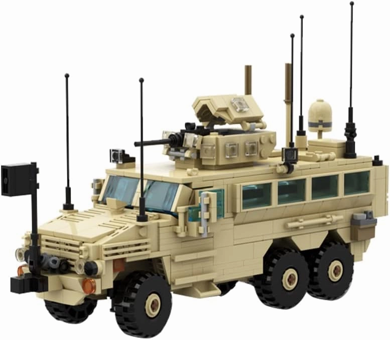 RG-33L Cat.2 MRAP Military Vehicle Building Blocks Sets, WW2 Army Armored Car Toy Model, WWII 6 Wheels War Fighting Bus Transporter Building Kits, 808 Pieces Battle Truck for Boys Kids Adults