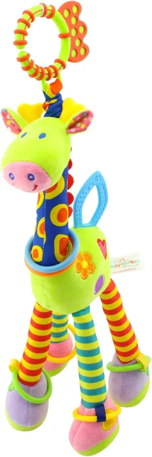 RichChoice Giraffe Baby Educational Toys (one Box:50 pcs):1-3-6-8 Month,1-2-3 Year Old Crib Bed,Car Seat, Stroller, Activity,Travel Hanging Toys;Kids Plush Portable Toys with Crinkle, Ring,Teether…