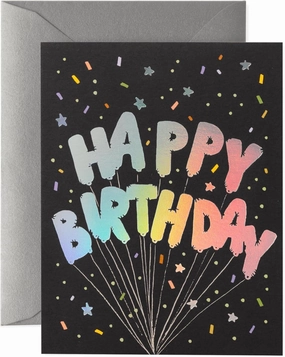 RIFLE PAPER CO. Birthday Cards Boxed Set of 12 with Envelopes | Lets Your Thoughtful Handwritten Note Take Center Stage (Artisanally Crafted in the USA, 4.25" L x 5.5" W), Mylar Birthday Balloons