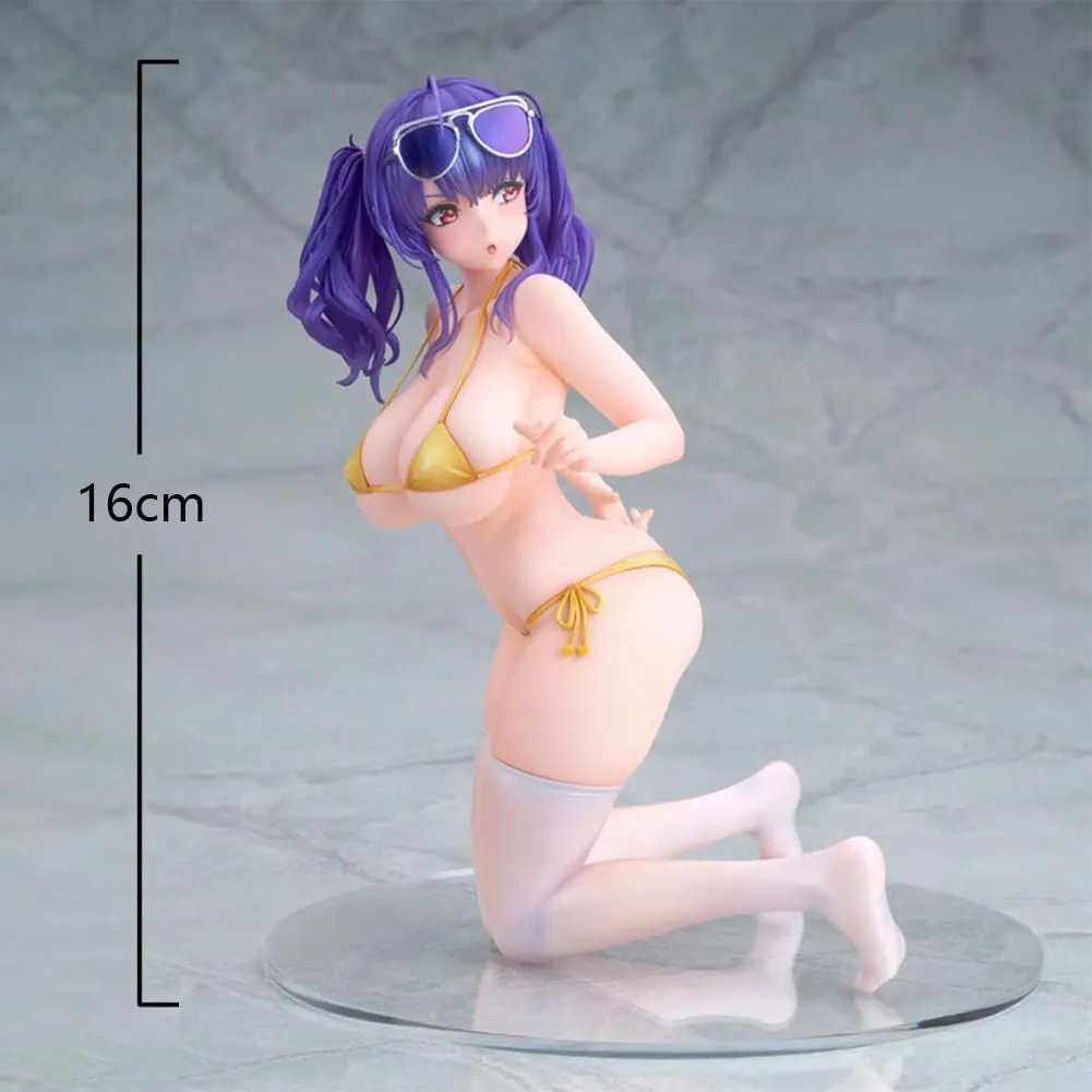 RN Pola Figure Statue, 16cm Swimsuit Style Kneeling Pose RN Pola Action Figure Sculpture, Handmade Collectible Desktop Figure Decoration Gifts for Fans