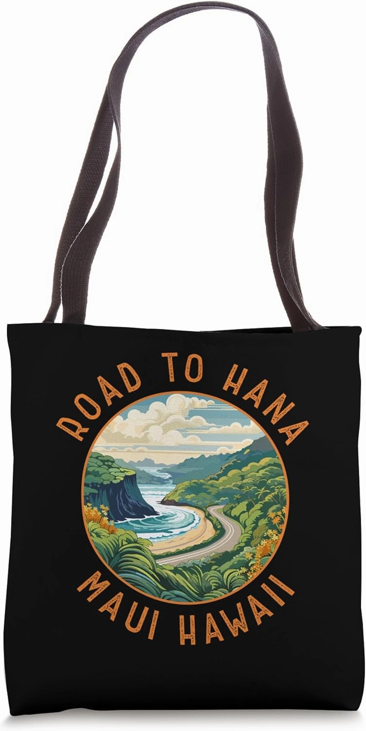 Road to Hana Maui Hawaii Distressed Circle Tote Bag