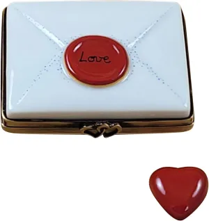 Rochard Sealed Envelope with Love and Removable Heart Limoges Porcelain - Collectible Figurine