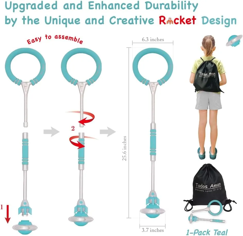 Rocket Flashing LED Ankle Skip Fun Cool Jumping Gift for Ages 5 6 7 8 9 10  Kids NO Battery Charging Needed Family Exercise Fitness Coordination Balance Extra Energy Burning