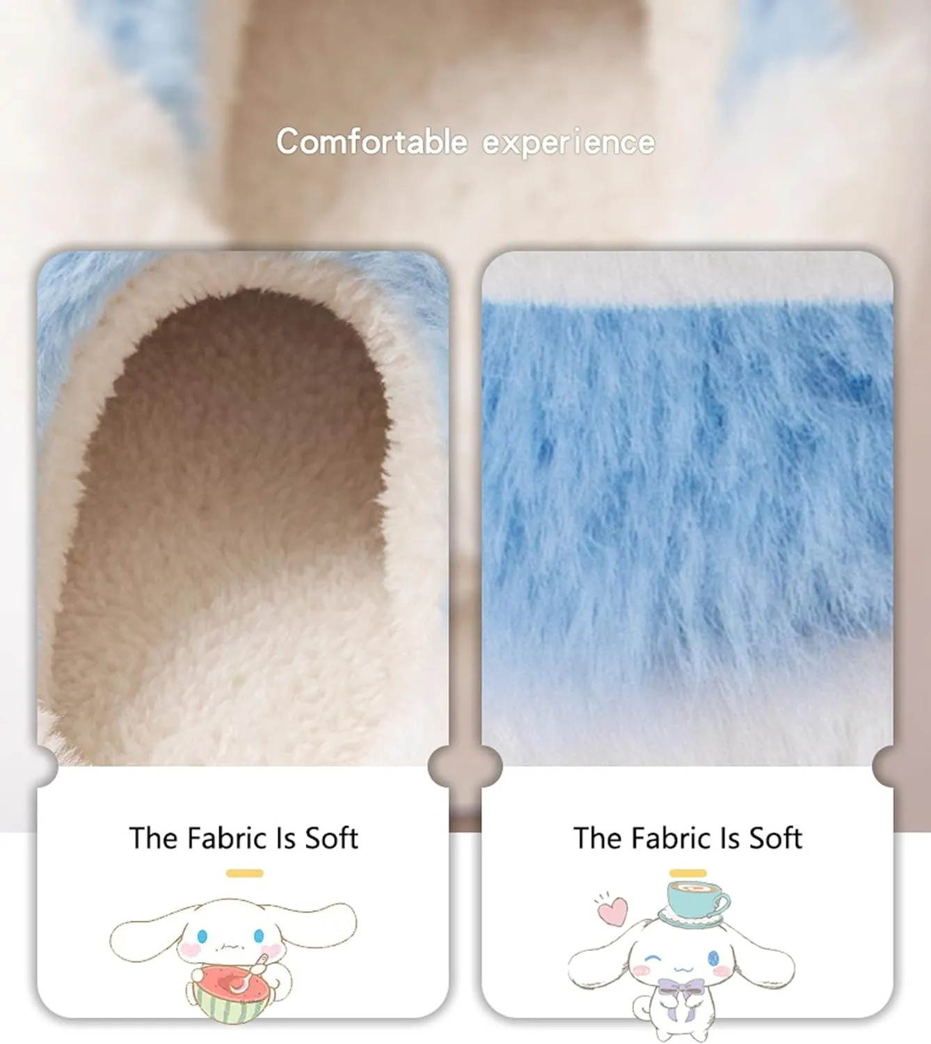 Roffatide Anime Cute Characters Soft Fur Indoor Room Slippers Fuzzy Slippers Open Back Slippers Closed Toe Foam Slippers with PVC Soft Sole House Slippers