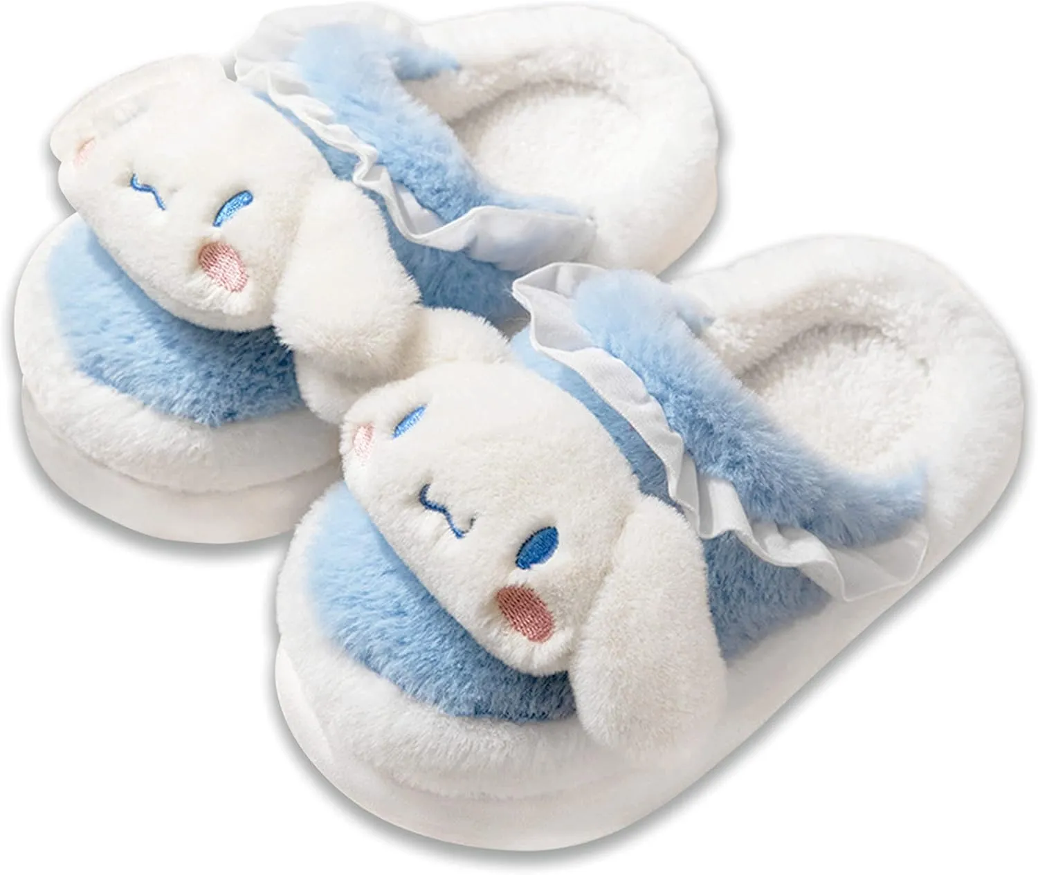 Roffatide Anime Cute Characters Soft Fur Indoor Room Slippers Fuzzy Slippers Open Back Slippers Closed Toe Foam Slippers with PVC Soft Sole House Slippers