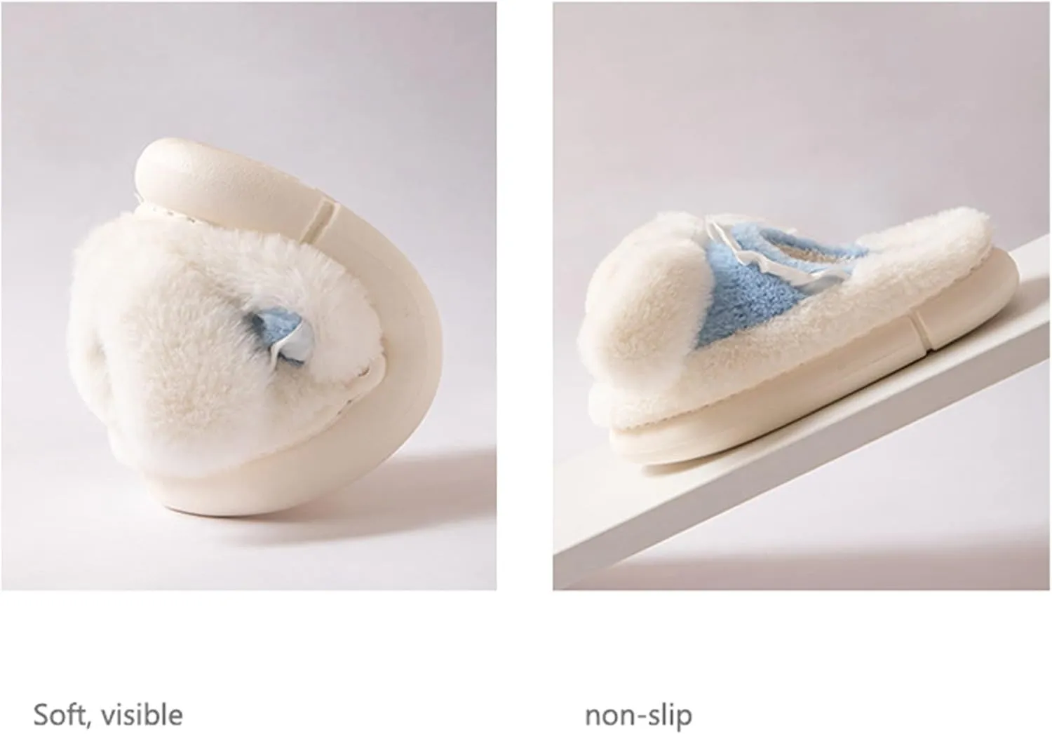 Roffatide Anime Cute Characters Soft Fur Indoor Room Slippers Fuzzy Slippers Open Back Slippers Closed Toe Foam Slippers with PVC Soft Sole House Slippers