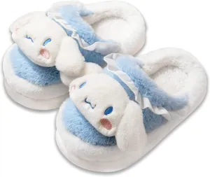 Roffatide Anime Cute Characters Soft Fur Indoor Room Slippers Fuzzy Slippers Open Back Slippers Closed Toe Foam Slippers with PVC Soft Sole House Slippers