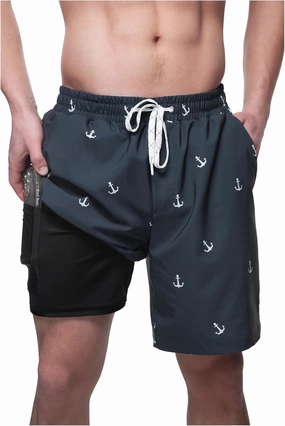 Rokka&Rolla Men's Swim Trunks with Compression Liner 7" Stretch Quick Dry Board Shorts