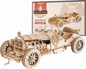 ROKR 3D Wooden Puzzle for Adults-Mechanical Car Model Kits-Brain Teaser Puzzles-Vehicle Building Kits-Unique Gift for Kids on Birthday/Christmas Day(1:16 Scale)(MC401-Grand Prix Car)