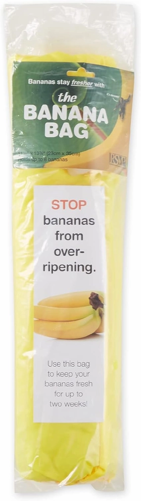 RSVP International Food Safe Nylon Banana Freshness Storage Bag, 11.5x13.75", Yellow