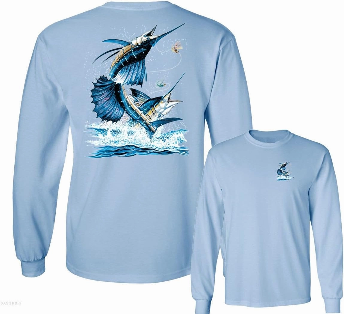 Sailfish DEEP SEA Fishing Salt Water Fish Long Sleeve TEE