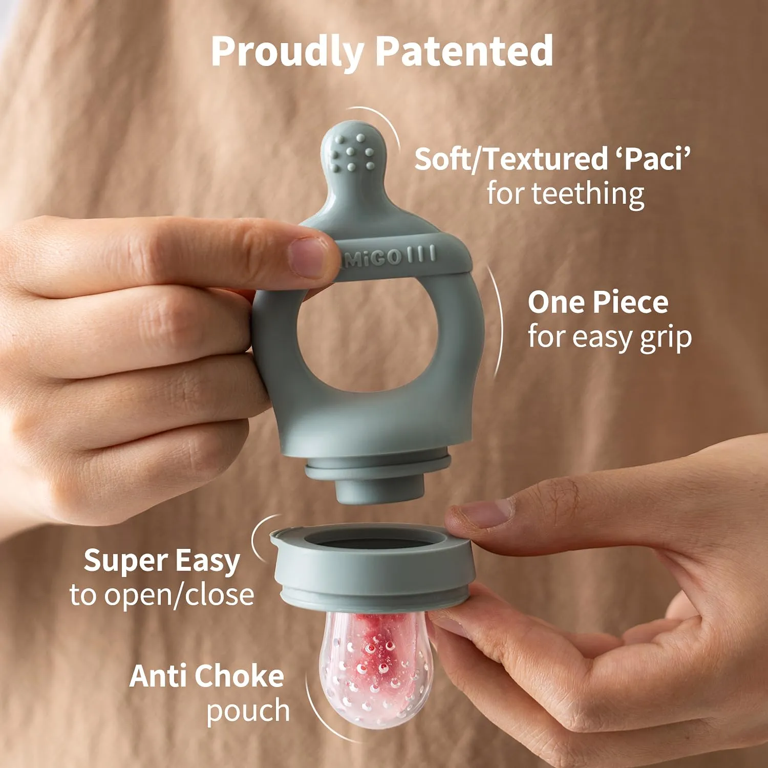 SAMiGO Baby Food Fruit Feeder and Breastmilk Popsicle Mold Set, Silicone Fruit Teether, Food Feeder Pacifier for Teething Relief, Freezer Tray, Baby Feeding Essentials, 4 Months 