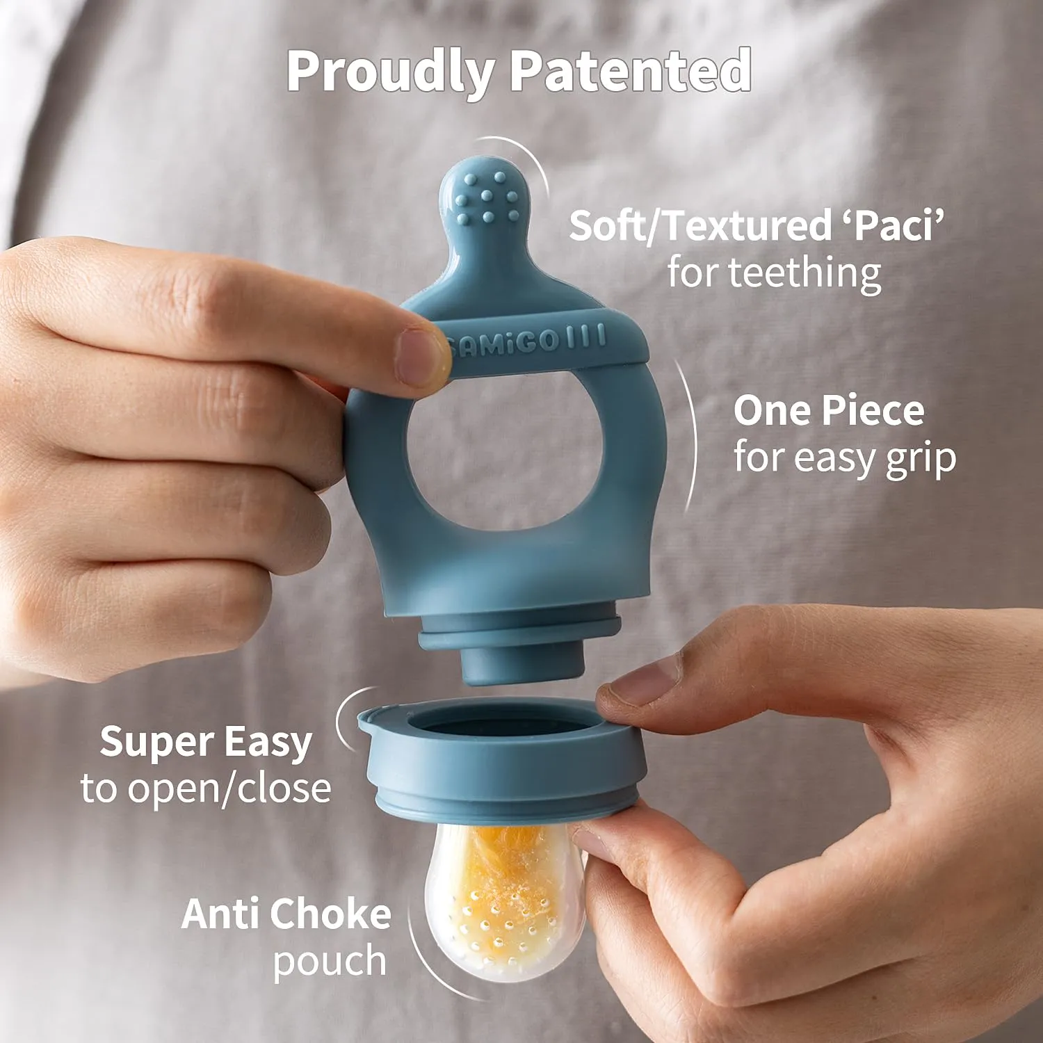 SAMiGO Baby Food Fruit Feeder and Breastmilk Popsicle Mold Set, Silicone Fruit Teether, Food Feeder Pacifier for Teething Relief, Freezer Tray, Baby Feeding Essentials, 4 Months 