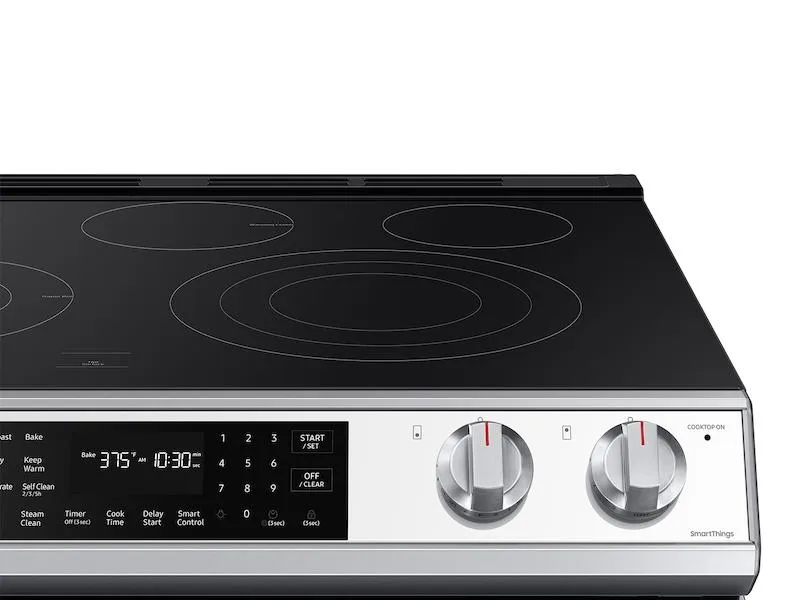 Samsung NE63BB851112 Bespoke 6.3 Cu. Ft. Smart Front Control Slide-In Electric Range With Air Fry & Wi-Fi In White Glass