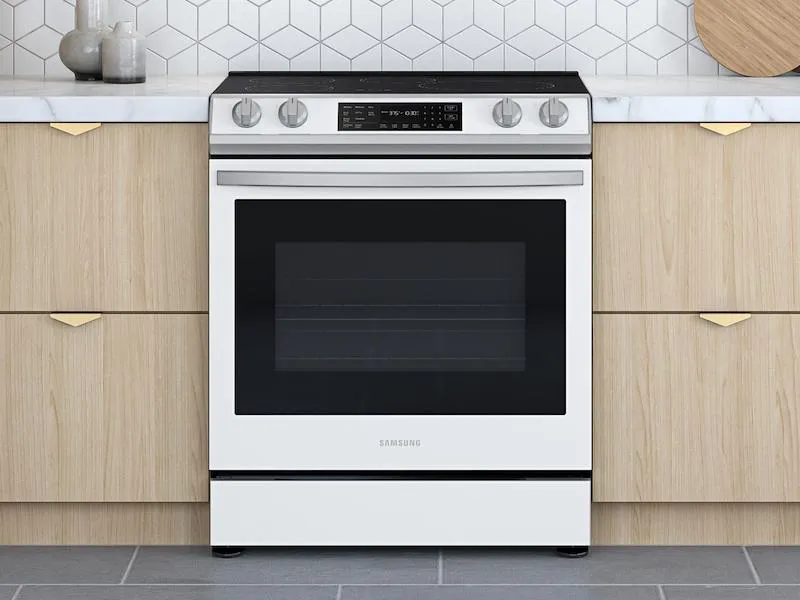 Samsung NE63BB851112 Bespoke 6.3 Cu. Ft. Smart Front Control Slide-In Electric Range With Air Fry & Wi-Fi In White Glass