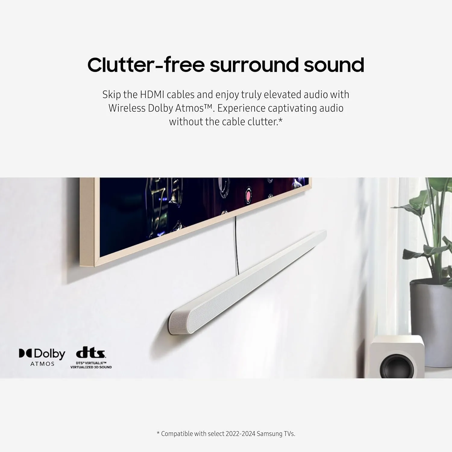 SAMSUNG S801D 3.1.2ch Soundbar w/Wireless Dolby Atmos Audio, Ultra Slim Design, Q-Symphony, SpaceFit Sound Pro, Adaptive Sound, Game Mode Pro with Alexa Built-in, HW-S801D/ZA