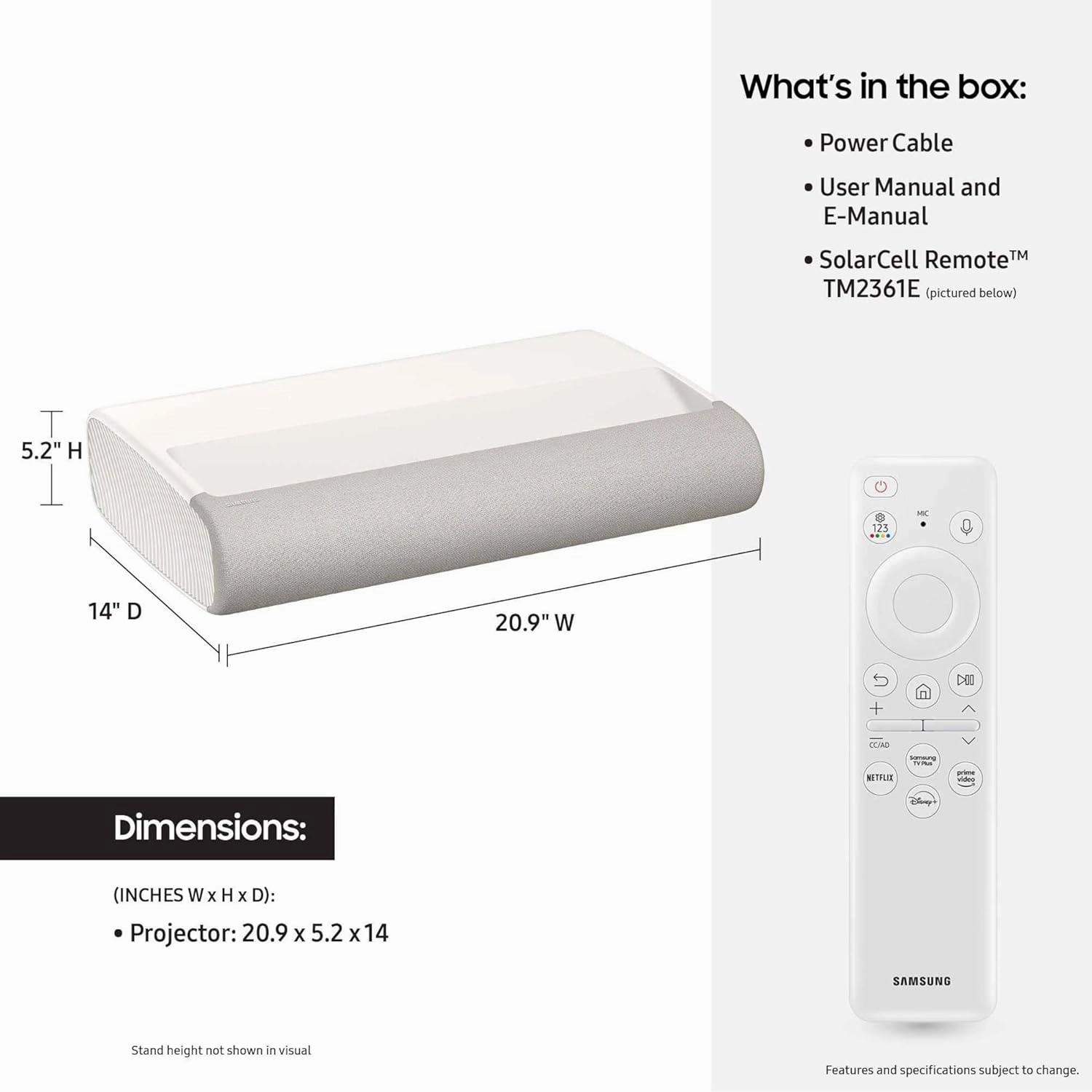 SAMSUNG 120-Inch Class LPU7D Series The Premiere Ultra Short Throw 4K AI Smart TV Laser Projector for Home Theater w/ Gaming Hub, Vision Boost, Powerful Sound, Alexa Built-In, SP-LPU7DSA, 2024