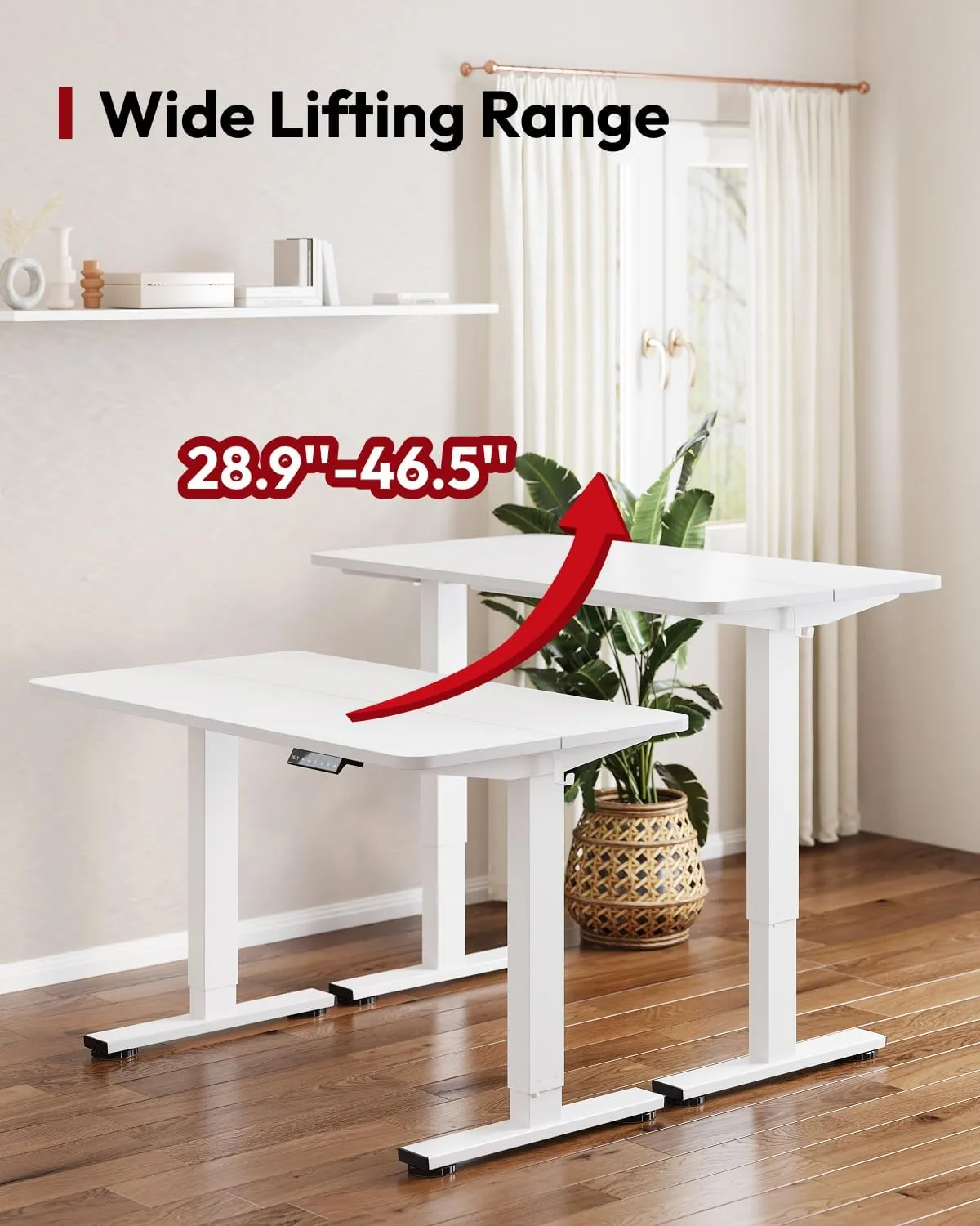 SANODESK Standing Desk Height Adjustable Electric Stand up Desk 48x24 Inches Sit Stand Home Office with Splice Board, White Frame/White Top