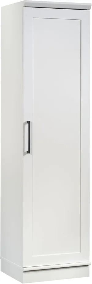 Sauder HomePlus Narrow Pantry Storage Cabinet Slim Single Door with Adjustable Shelves, Kitchen Laundry Bathroom Storage Cabinet, in Soft White