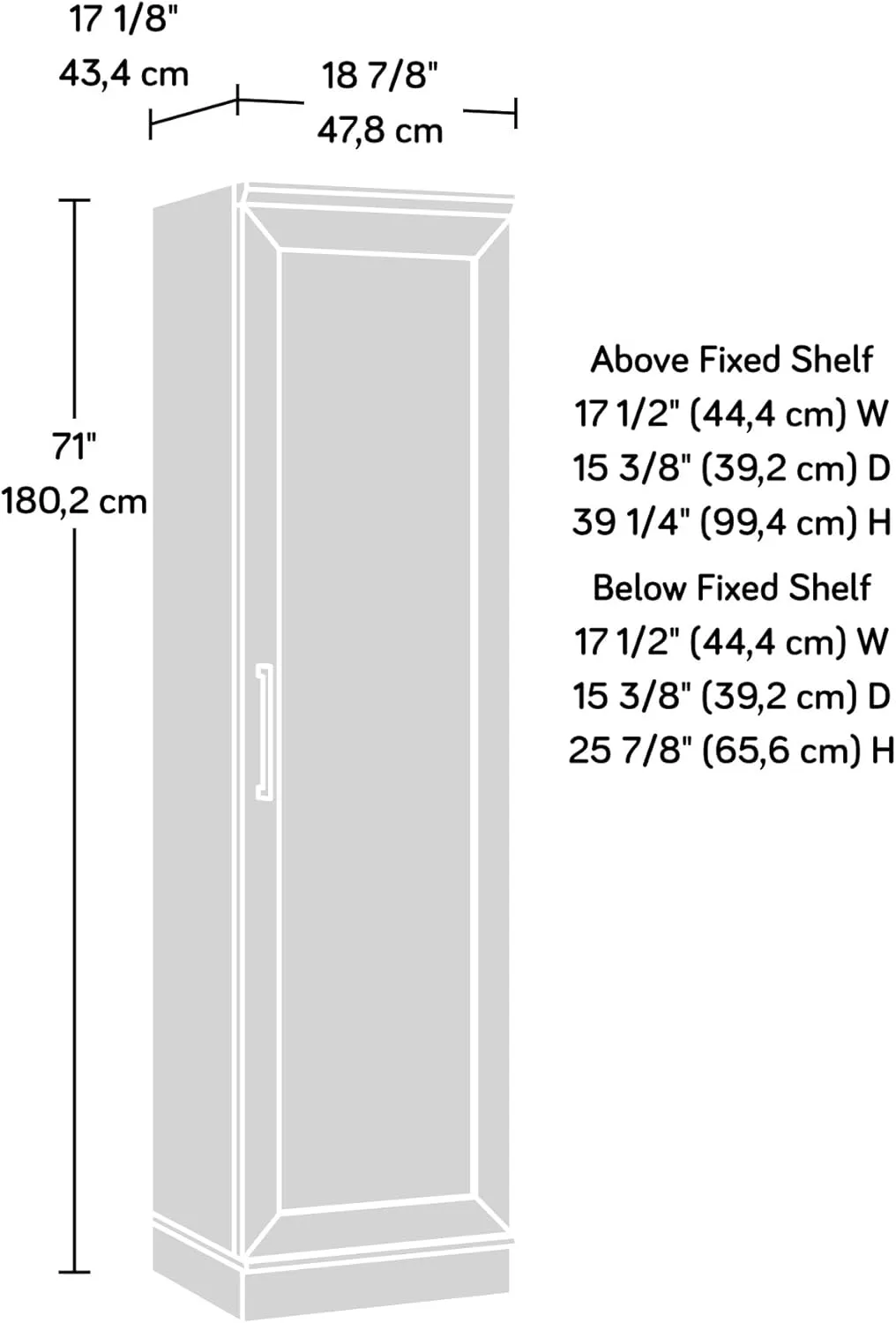 Sauder HomePlus Narrow Pantry Storage Cabinet Slim Single Door with Adjustable Shelves, Kitchen Laundry Bathroom Storage Cabinet, in Soft White