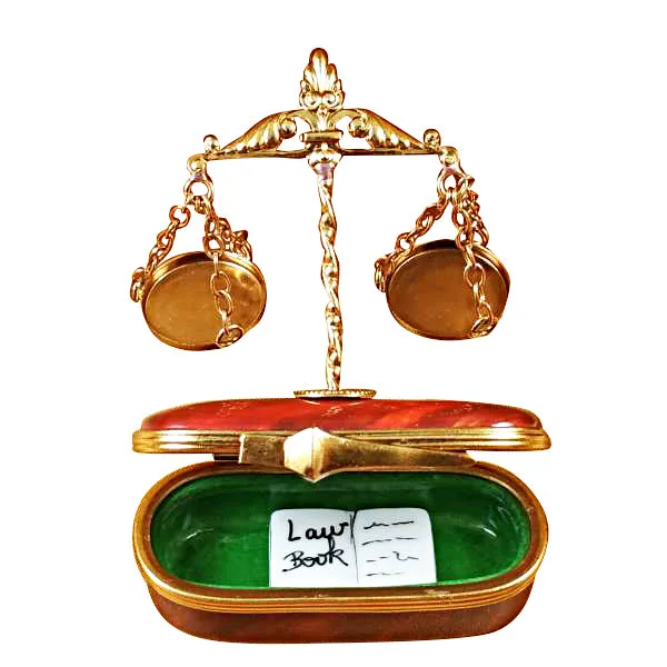 SCALES OF JUSTICE LIMOGES PORCELAIN BOX - Item #1991