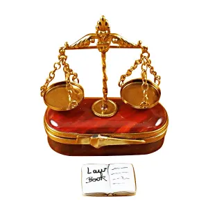 SCALES OF JUSTICE LIMOGES PORCELAIN BOX - Item #1991