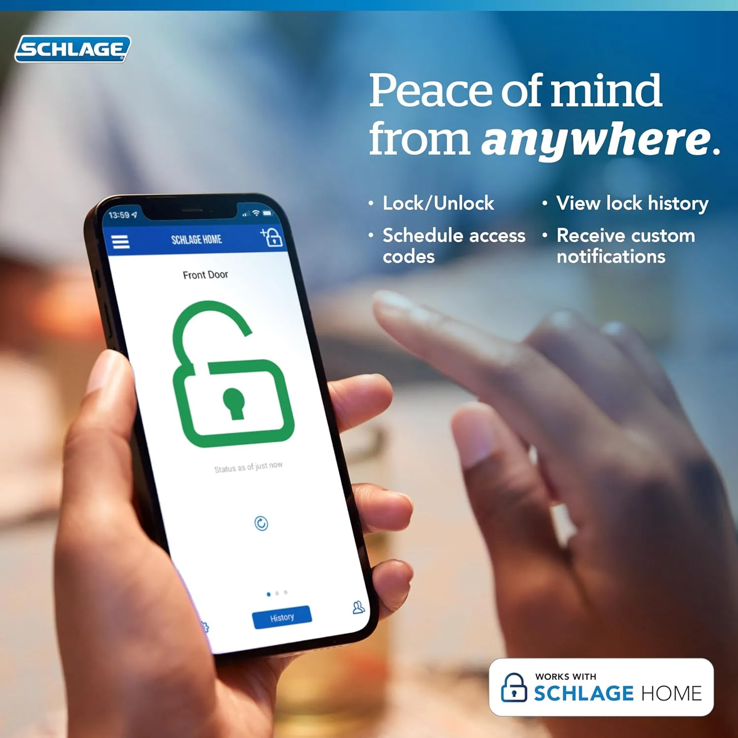 Schlage Encode Smart WiFi Deadbolt Lock for Front Door - Keyless Entry with App or Touchscreen - Works with Alexa, Apple HomeKit, Hey Google, & Airbnb - Create Codes for Guests - Matte Black