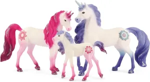 Schleich bayala Unicorn Toys, 3-Piece Collectible Set of Unicorn Figurines, Unicorn Gifts for Girls Ages 5 , Mandala Unicorn Family
