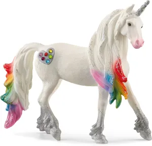 Schleich bayala, Unicorn Toys for Girls and Boys, Rainbow Love Unicorn Stallion with Glitter and Rhinestone Details, Ages 5 , Multicolor, 4.5 inch