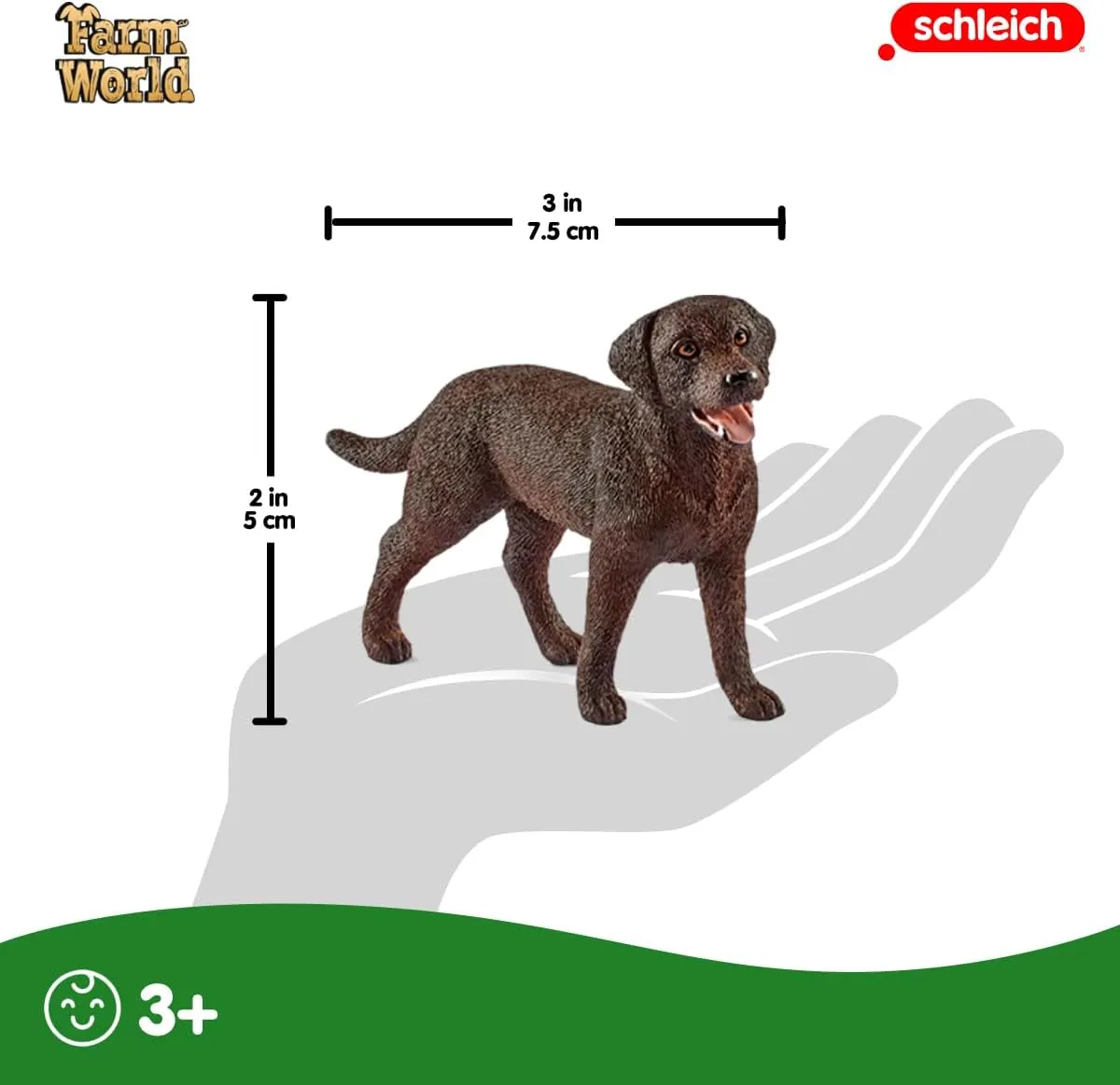 Schleich Farm World - 3" Small Dog Figure - Realistic Animal Toys for Kids and Toddlers, Labrador Retriever Dog Toy Figurine, Ages 3 