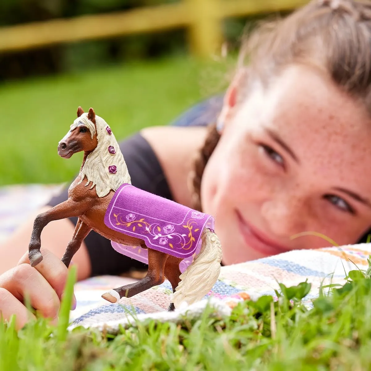 Schleich Horse Club, Horse Toys for Girls and Boys, Horse Show Horse Set with Paso Fino Stallion Horse Toy, 2 pieces, Ages 5 