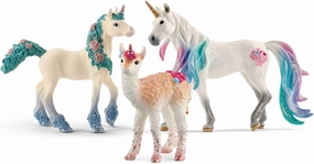 Schleich bayala Unicorn Figurines Set with 3 Fairy & Unicorn Toys Including a Magical Llamacorn, Flower Unicorn Toy Foal & Sea Toy Unicorn for Girls Ages 5 