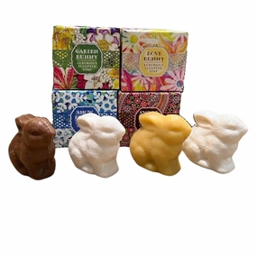 Sculpted Bunny Soap Set by Greenwich Bay Trading, 3 oz Each, 4 Pieces - Love, Snow, Sweet and Garden