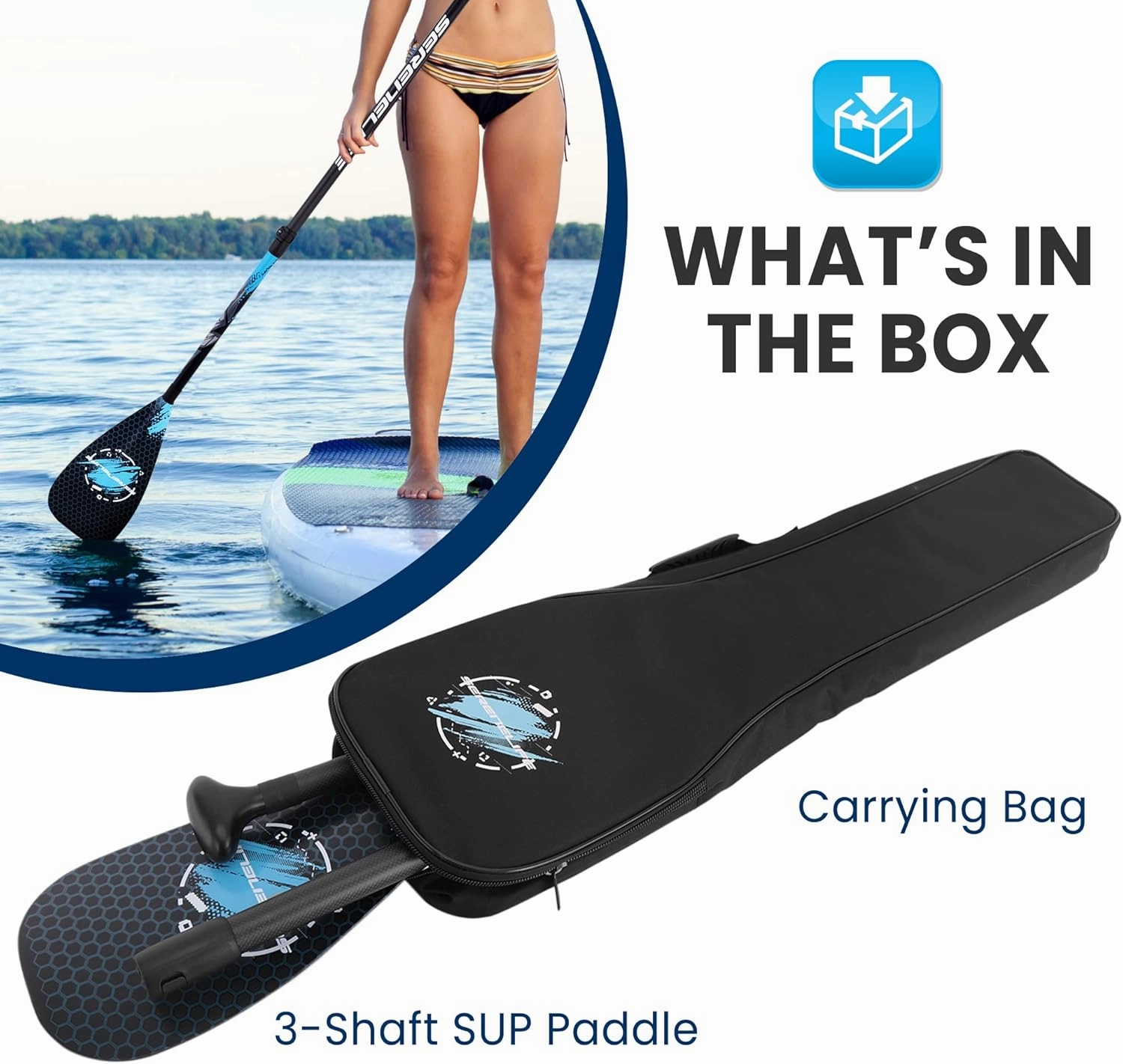 SereneLife Stand Up Paddle-Board Adjustable Paddle - Adjustable Water Paddle Oar for SLSUPB105 Free-Flow Inflatable SUP Stand Up Water Paddle-Board -