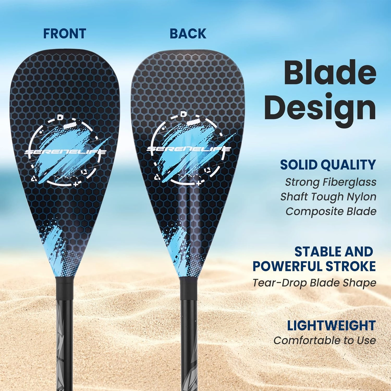 SereneLife Stand Up Paddle-Board Adjustable Paddle - Adjustable Water Paddle Oar for SLSUPB105 Free-Flow Inflatable SUP Stand Up Water Paddle-Board -