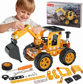 Sets Metal Assembly Toys Model Excavator Kits STEM Projects Model Car Kits to Build Jixin Xyzhi Birthday Gifts for Kids 8-16 Yellow